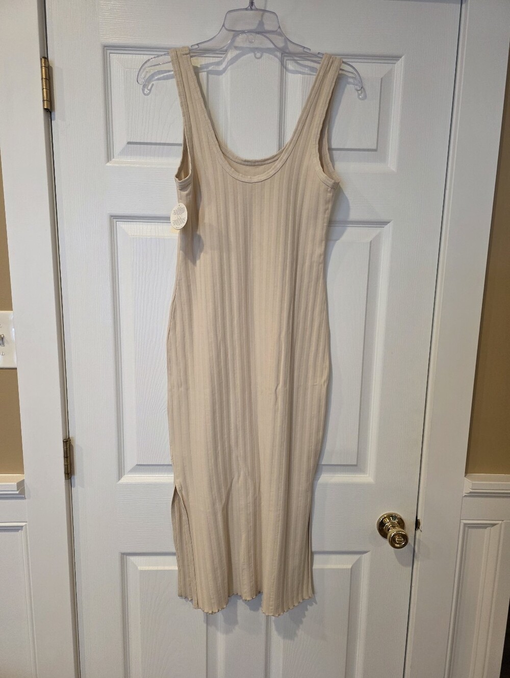 New With Tags Womans Aerie Offline Ribbed Tank Groove Midi Dress Oat Size Medium